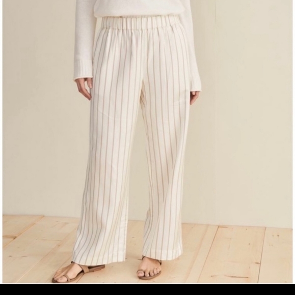 Jenni Kayne Yellow Striped Bianca Pants Straight Wide Leg Pockets NEW - Picture 12 of 14